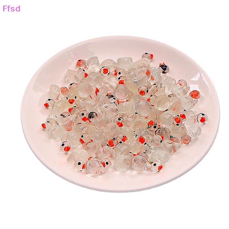 {Ffsd} Set 10 Tượng Vịt Mini Bằng Nhựa Phát Sáng Trong Bóng Tối Trang Trí Vườn Dễ Thương