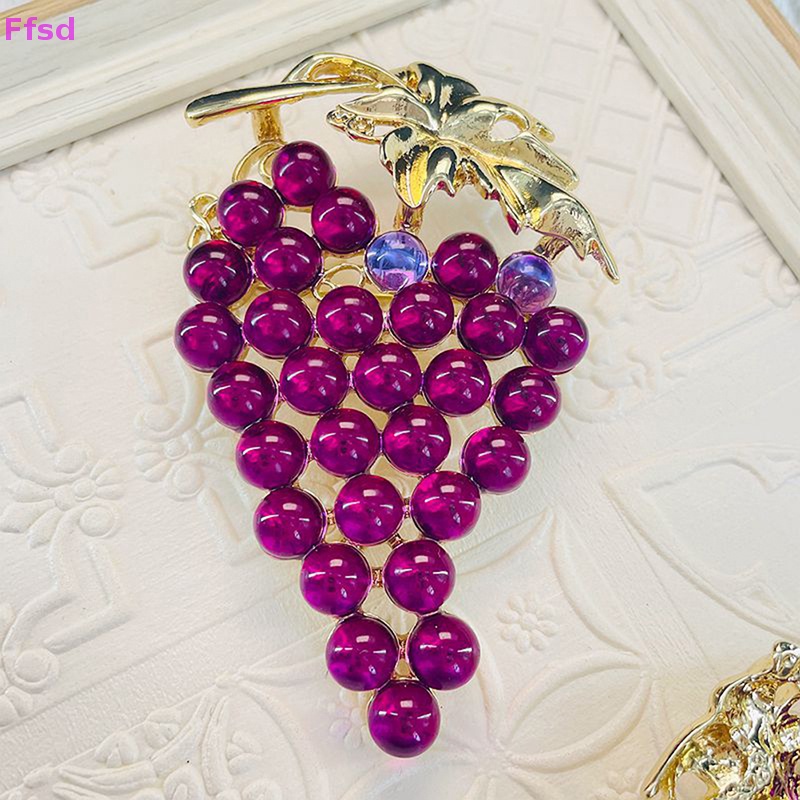 {Ffsd} Ghim Cài Áo Bằng Hợp Kim Hình Lá Nho Màu Tím Vintage Thời Trang Phụ Kiện Quần Áo Corsage Niche Bán Chạy *