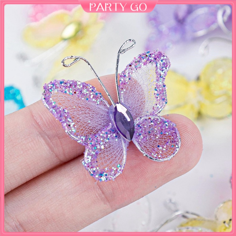 Set 50 Bươm Bướm Lưới Lấp Lánh Trang Trí Tường Nhà / Tiệc Cưới