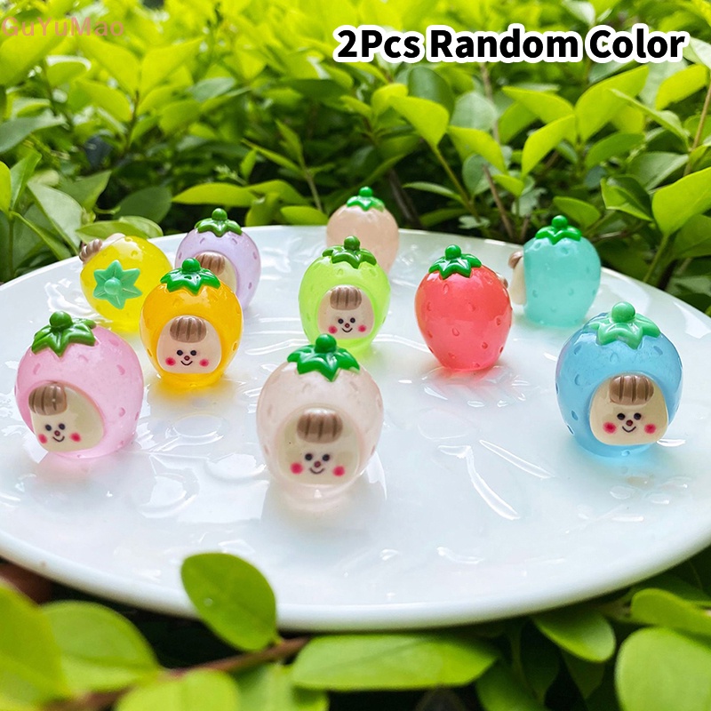 Bộ 2 Đồ trang trí Trái Dâu Hoạt Hình Phát Sáng Dùng Trang Trí Tiểu Cảnh / Nhà Búp Bê