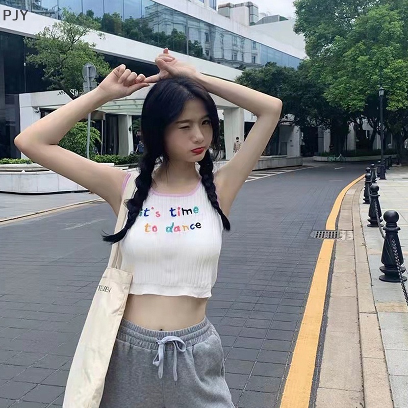 Áo Dệt Kim Cổ Tròn Thêu Chữ Màu Kẹo Ngọt Dễ Thương Cho Nữ PJ