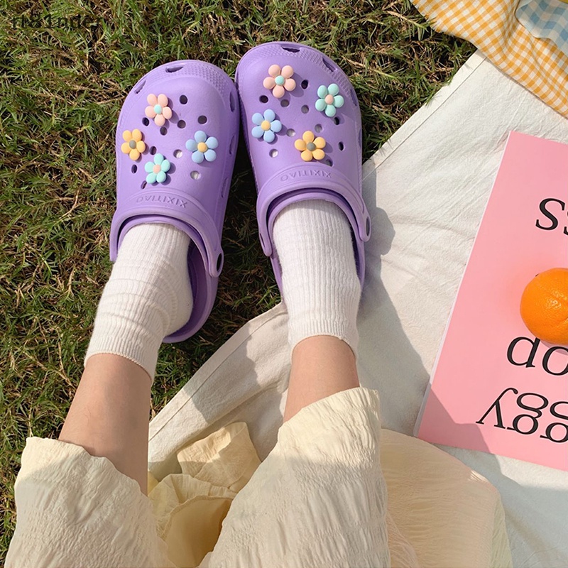 Rt Set 8 Phụ Kiện Trang Trí Giày Hình Hoa Dễ Thương Có Thể Tháo Rời DIY