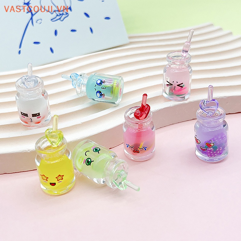Bộ 5 Cốc Uống Nước VASTJI Mini Bằng Resin Dạ Quang Dễ Thương Màu Sắc Ngẫu Nhiên Kèm Ống Hút