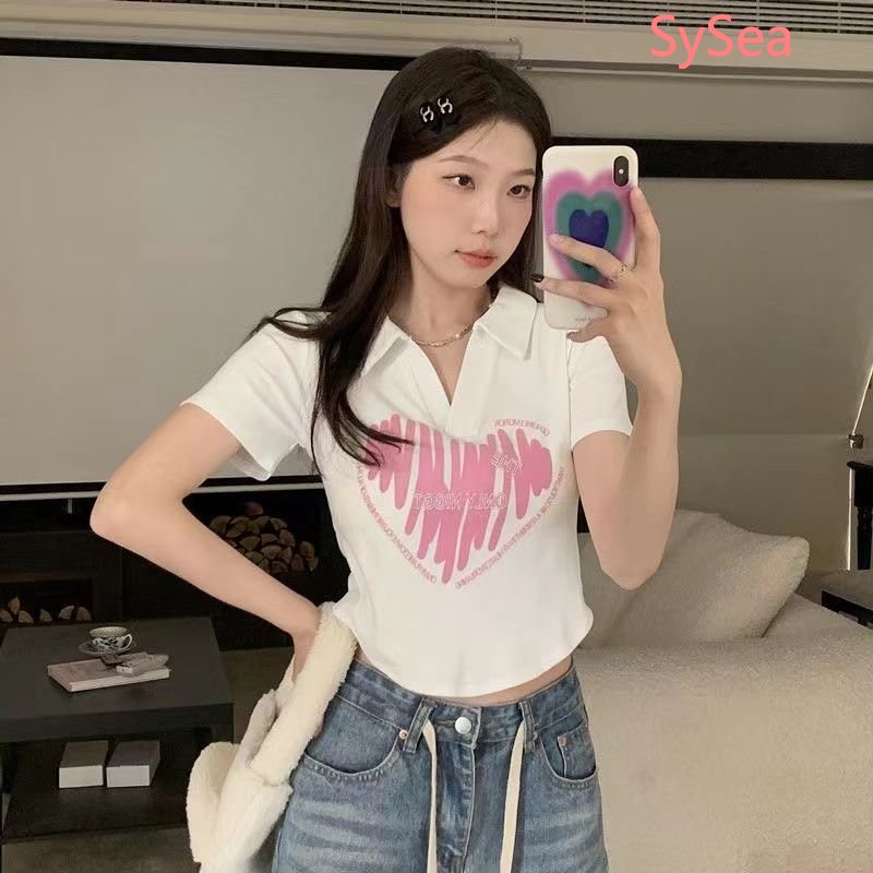 Áo Sơ Mi Cổ Polo Kiểu Hàn Quốc Thiết Kế Bất Đối Xứng Thời Trang Cho Nữ