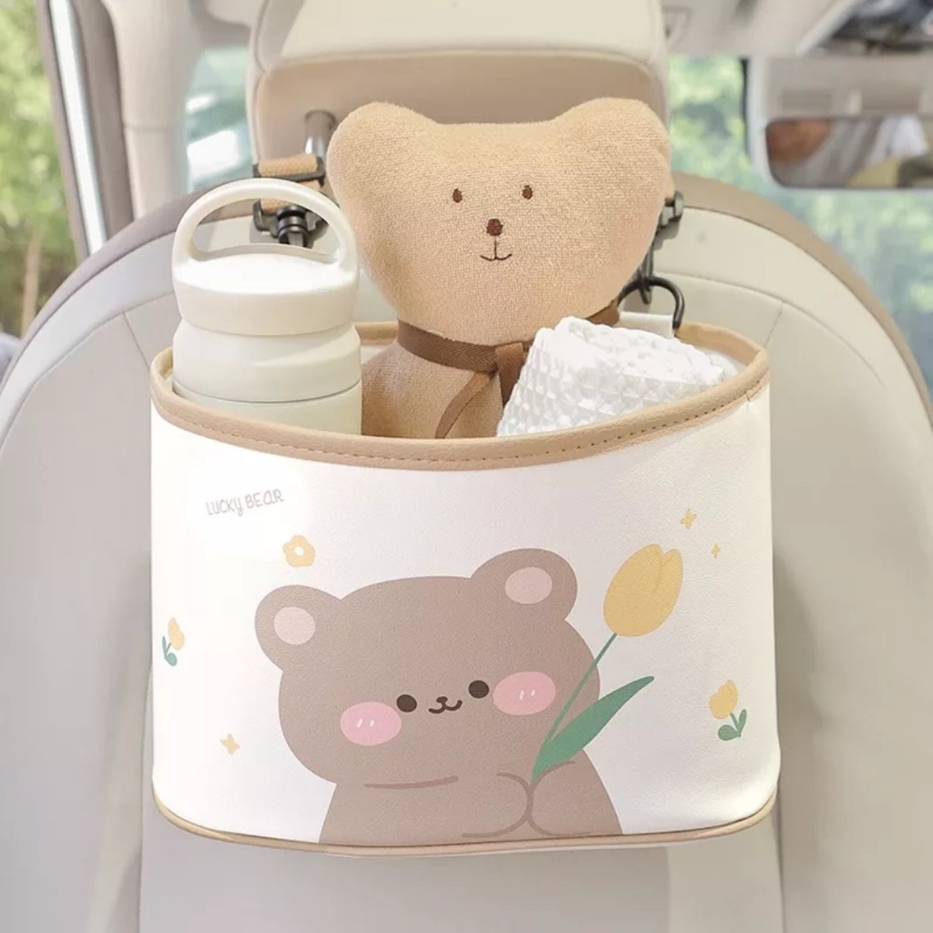 Giỏ da PU treo ô tô siêu Hót Hít đây ạ, đựng tỉ đồ luôn.