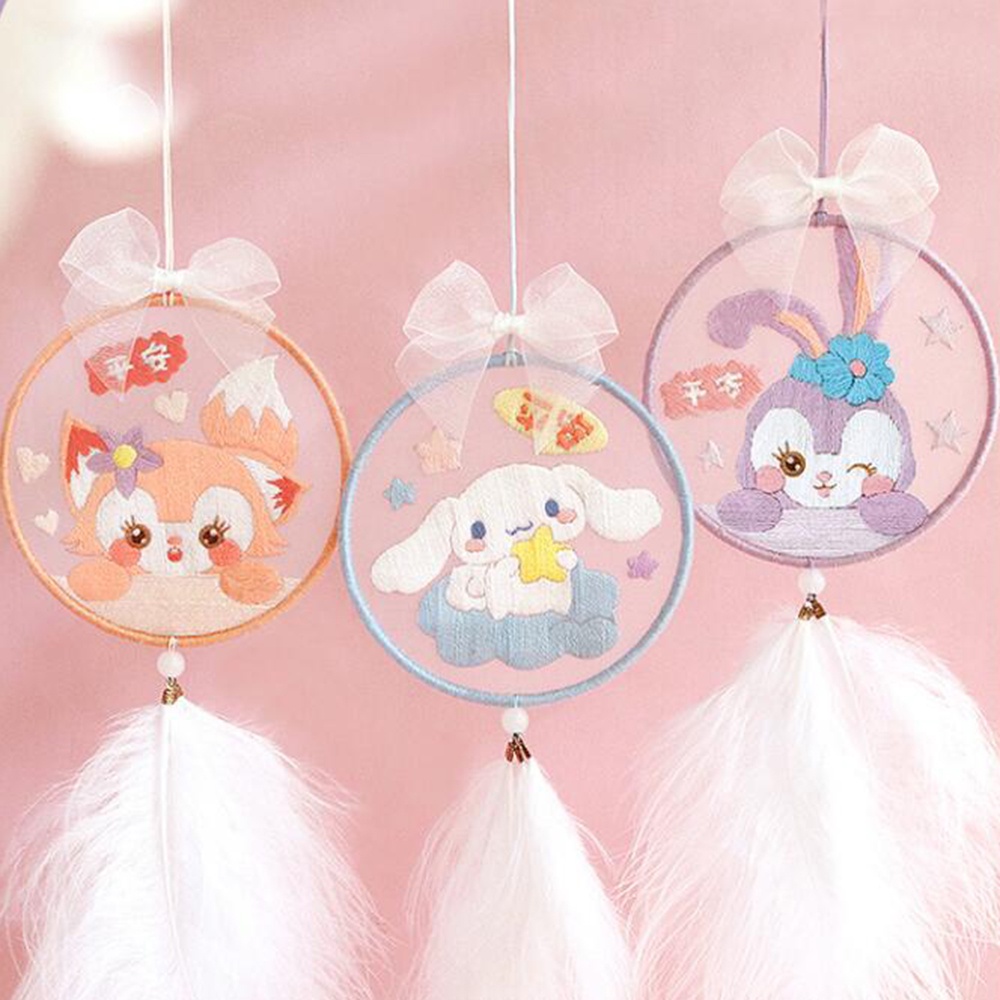 SANRIO Bộ Dụng Cụ Thêu Mặt Dây Chuyền Hình Lông Vũ Dễ Thương