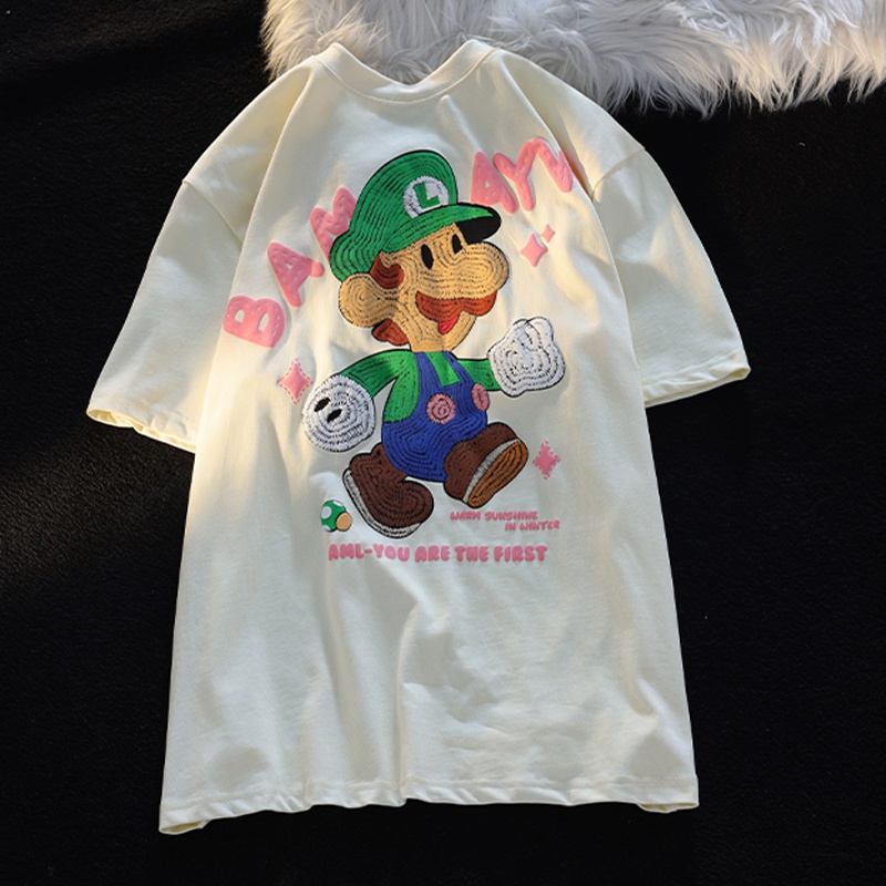 Áo Thun Tay Ngắn Chất Liệu 100% Cotton Cao Cấp Thời Trang Theo Phong Cách Hàn Quốc Cho Nữ