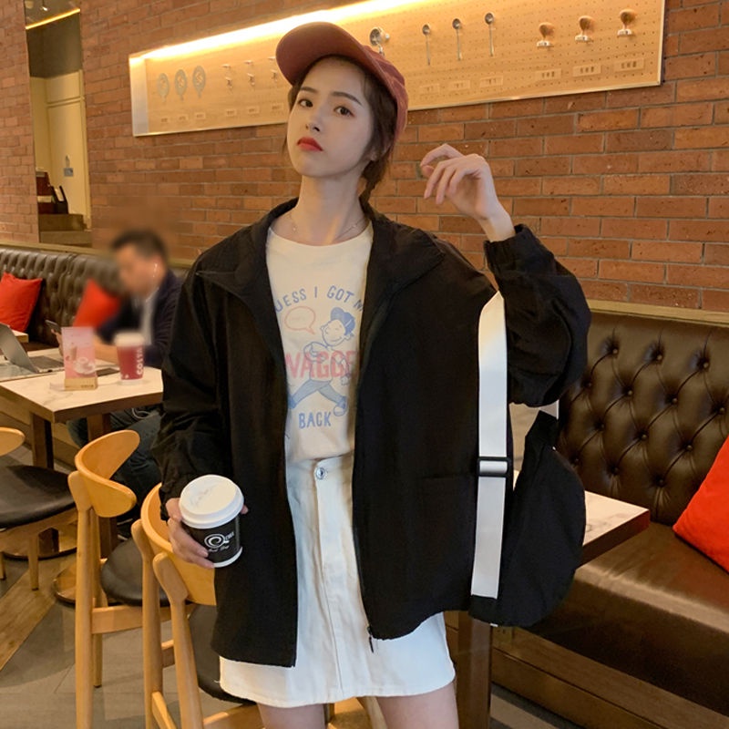 Áo Khoác Bóng Chày Mỏng Dài Tay Dáng Rộng Thời Trang Mùa Hè Hàn Quốc Mới Dành Cho Bạn Nữ