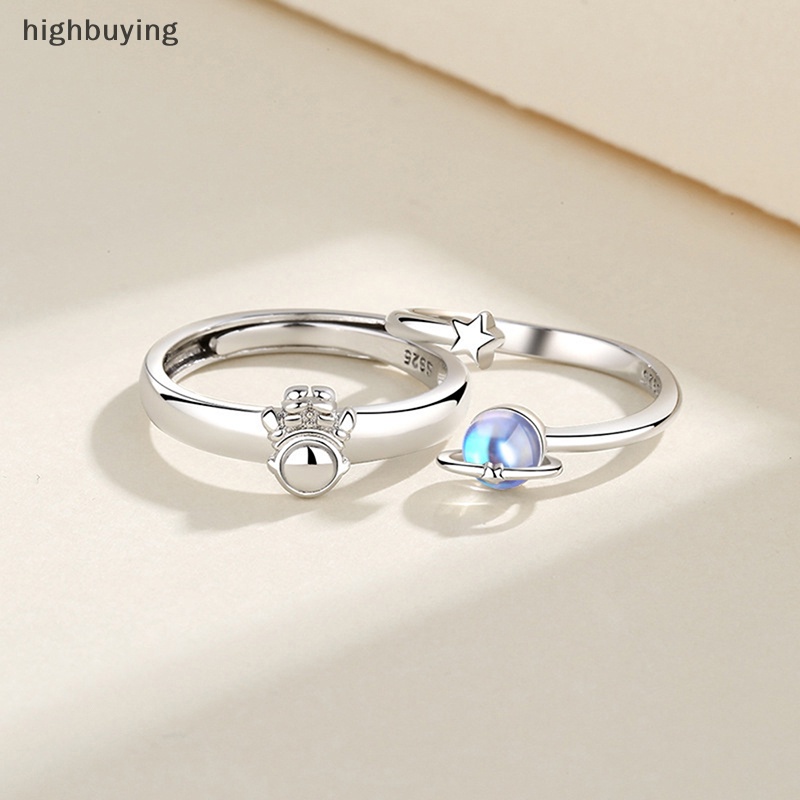 Hbvn Belle Nhẫn Cặp Đôi Đính Đá Mặt Trăng Phi Hành Gia Hành Tinh Không Gian Cá Tính Cho Cặp Đôi