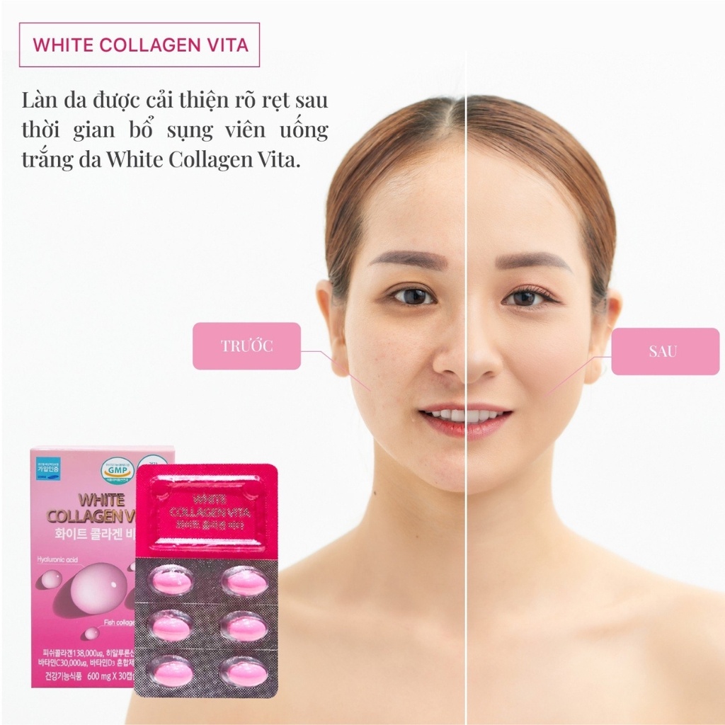Viên Uống Trắng Da White Collagen Vita, Chống Lão Hóa Cho Da 30 Viên Hàn Quốc