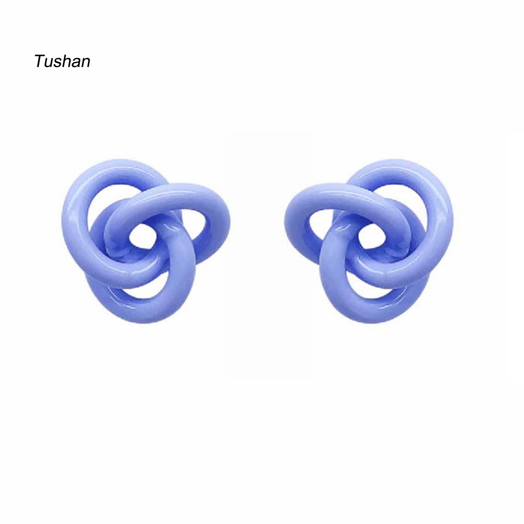 1 Cặp Bông Tai Hình Hoa Tím Kiểu Hình Học Đơn Giản Thời Trang