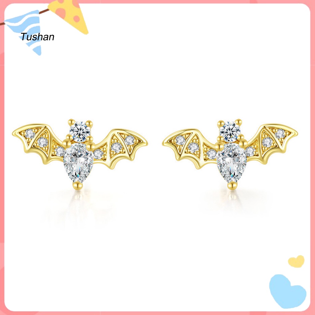 1 Đôi Bông Tai Hình Dơi Đính Đá Dễ Thương