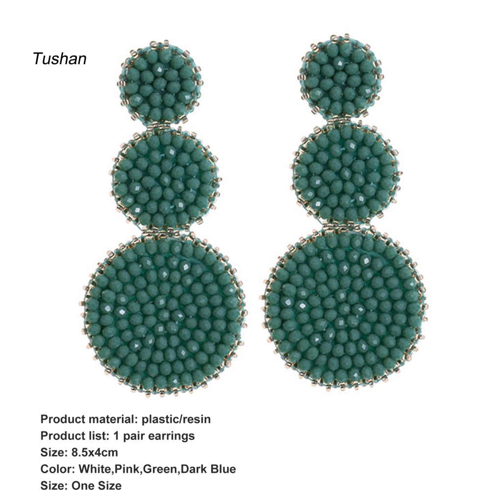 1 Đôi Bông Tai Hạt Tròn Bằng Thép Không Gỉ Màu Sắc Tương Phản Thời Trang