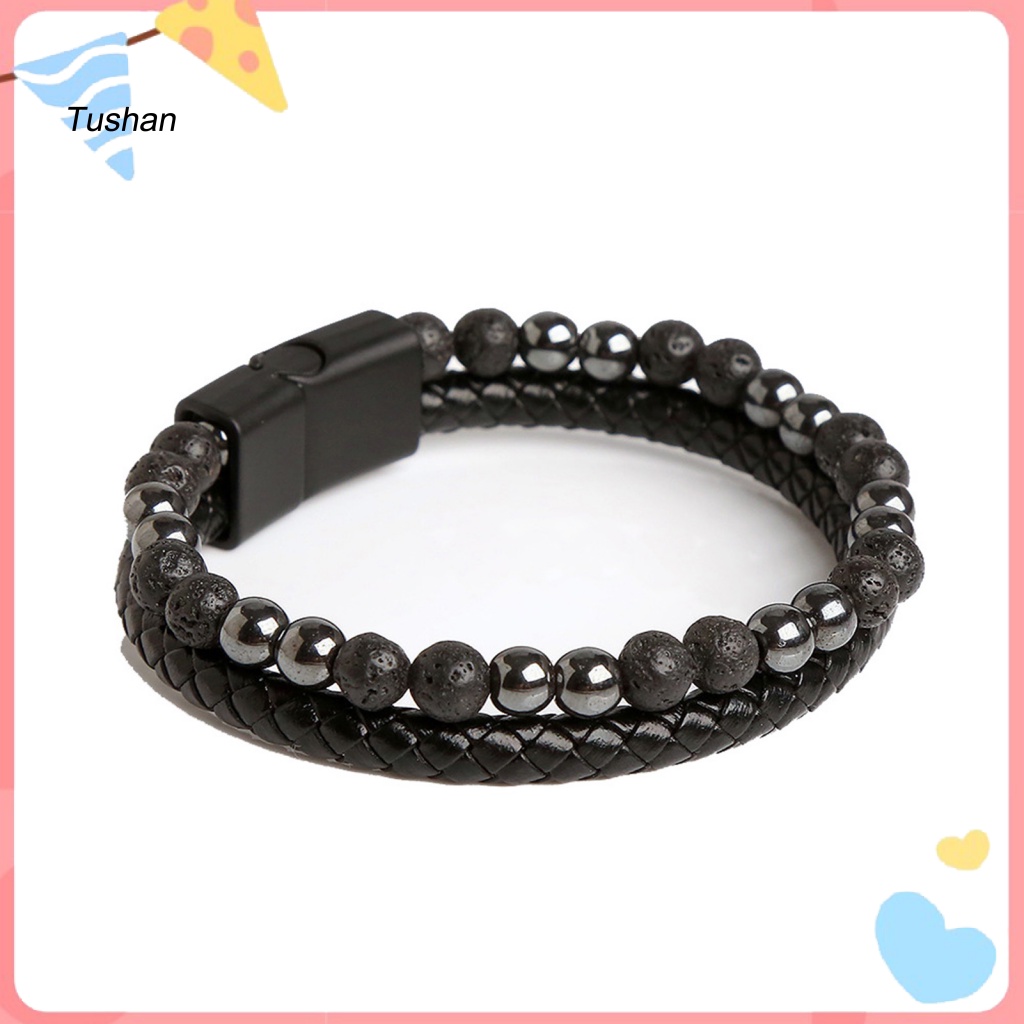 Vòng Tay Chuỗi Hạt Hai Lớp Handmade Thời Trang Đi Biển Cho Nam