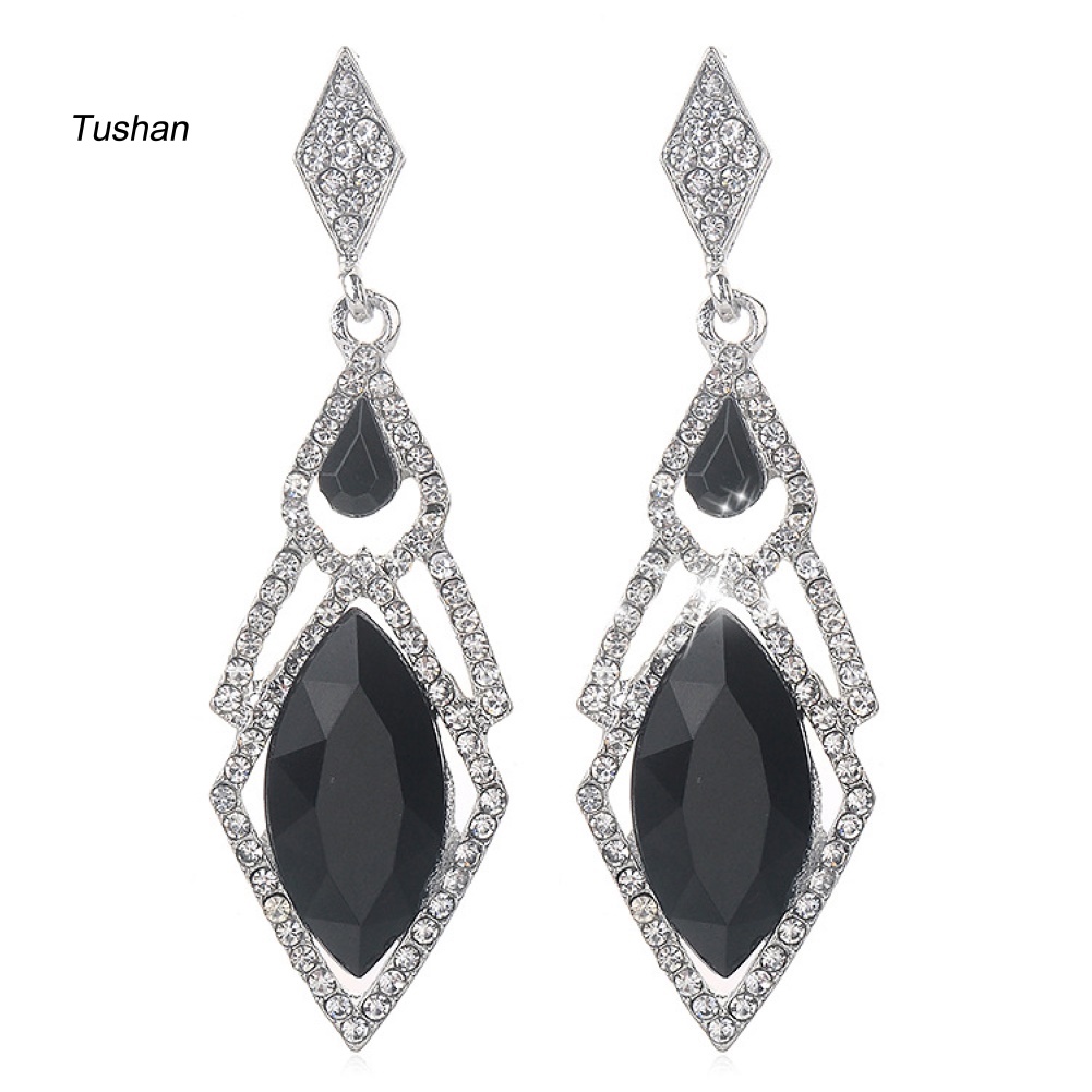 Bông Tai Hình Thoi Đính Đá Giả Kim Cương Toàn Diện Dành Cho Nữ