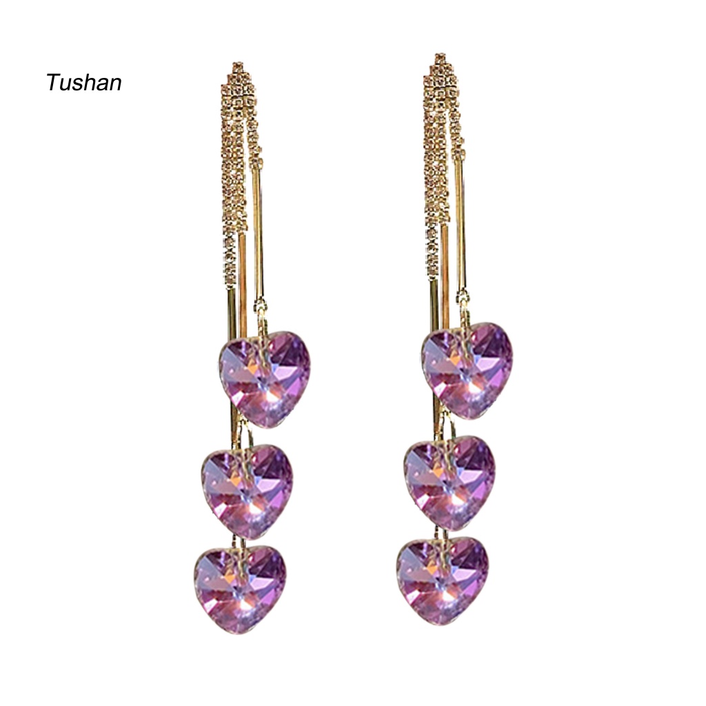 1 Đôi Bông Tai Đính Đá Phối Tua Rua Thời Trang Dành Cho Nữ