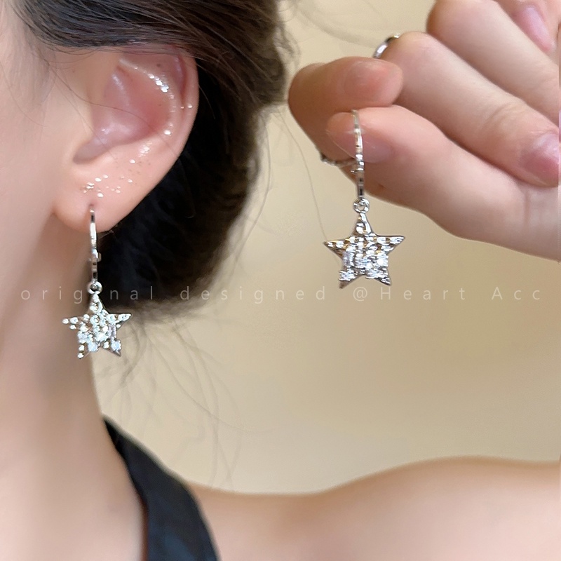 Bông Tai Ngôi Sao Năm Cánh Thiết Kế Sang Trọng Phong Cách Hàn Quốc Cho Nữ