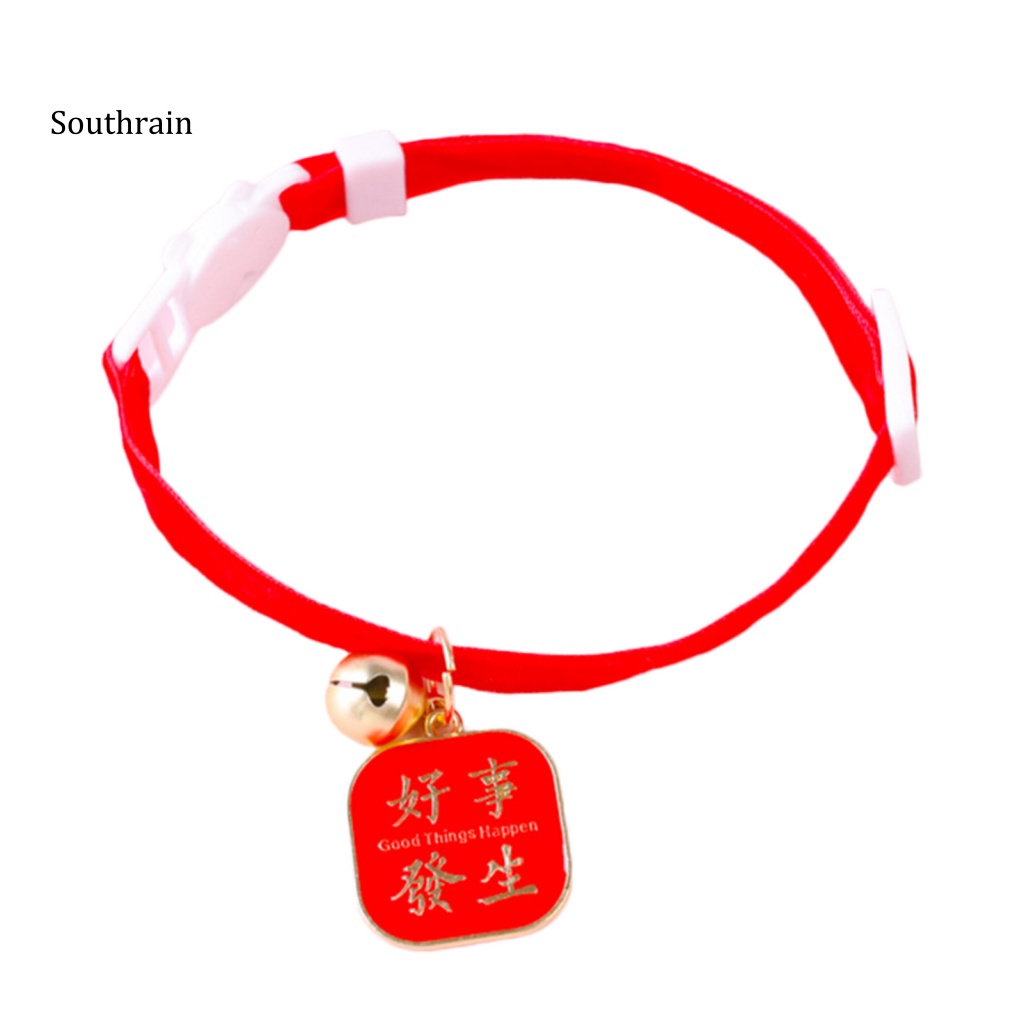 Vòng Cổ Gắn Chuông May Mắn Có Thể Điều Chỉnh Trang Trí Năm Mới Cho Mèo Cưng