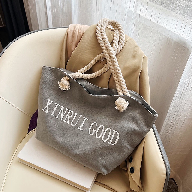 M9-Túi Xách Canvas Dây Thừng Cotton Phong Cách Hàn Quốc Hợp Thời Trang Cho Nữ