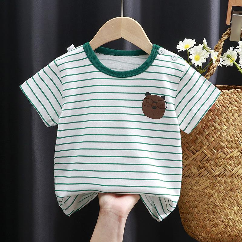 Áo Thun Tay Ngắn Bằng Vải Cotton Trơn Thời Trang Mùa Hè Hàng Mới 2023 Dành Cho Bé Trai Bé Gái 2 Tuổi