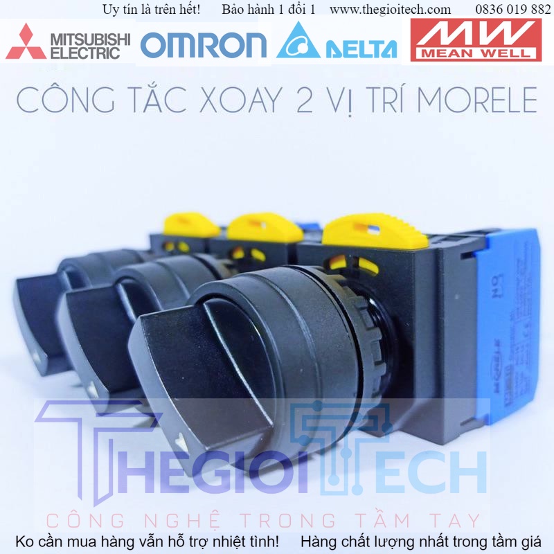 Công Tắc Xoay 2 Vị Trí,Chuyển Mạch 2 Vị Trí Cao Cấp Phi 22 MORELE Tiếp Điểm Đồng Mạ Bạc 85% - Chint NP4 đỏ 22 2VT