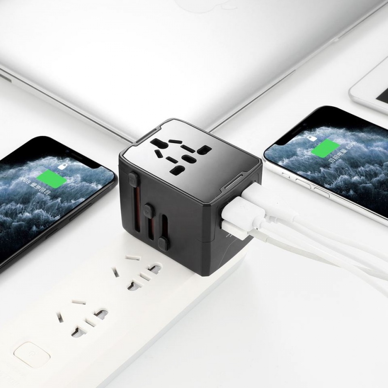 Củ Sạc Đa Năng 5 Trong 1 Với 3 Cổng USB Và 1 Cổng Type C Cho Du Lịch US EU UK AUS