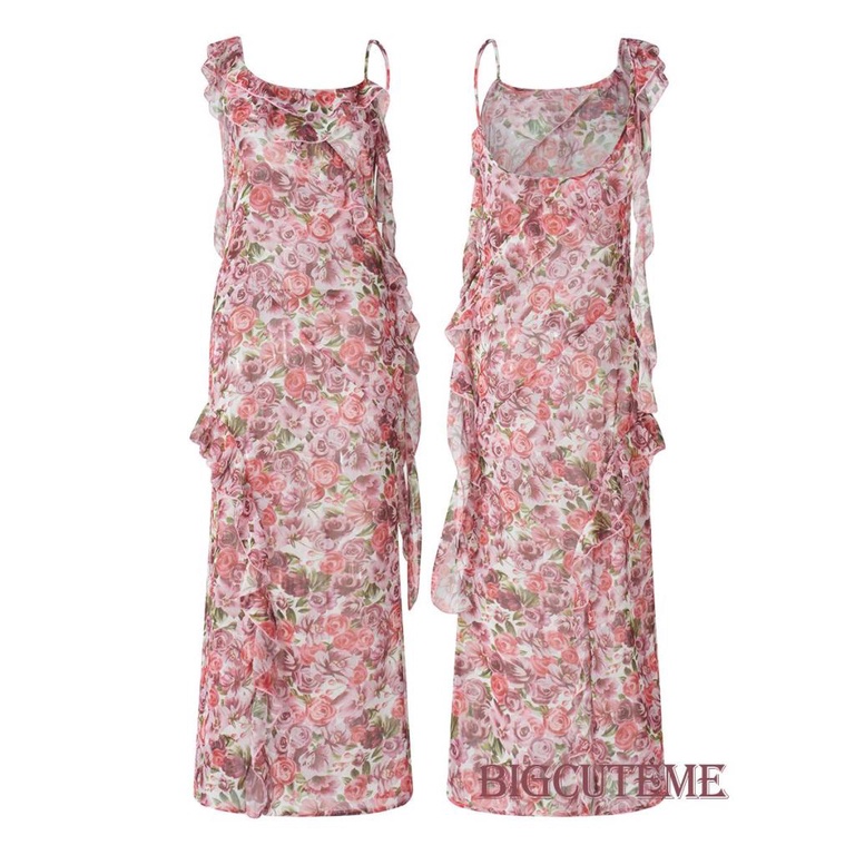 Đầm Hai Dây Dáng Dài In Hoa Hở Lưng Thời Trang Mùa Hè Cho Nữ