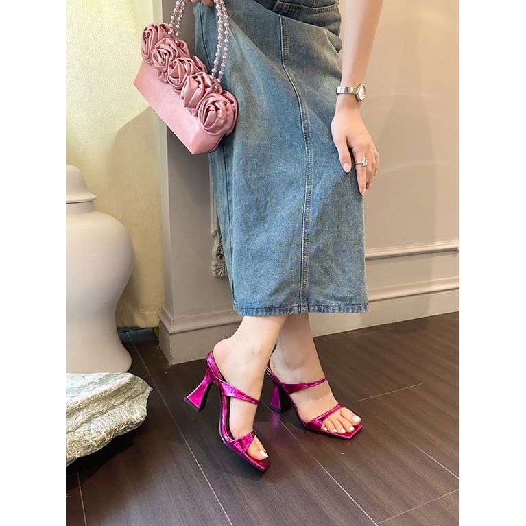 Sandal Cao Gót Mũi Vuông Thiết Kế Mới Thời Trang Mùa Hè 2023 Dành Cho Nữ