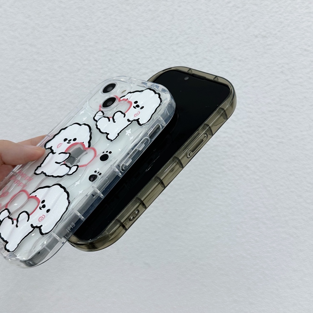 Ốp Điện Thoại TPU Silicone Mềm Trong Suốt Chống Sốc In Hình Chú Chó Dễ Thương Cho iPhone 13 12 11 Pro Max 14 Plus Đứng