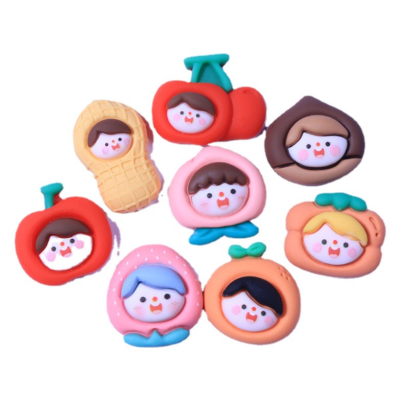 Set 10 Phụ Kiện Trang Trí Điện Thoại Hình Trái Cây Hoạt Hình Dễ Thương DIY