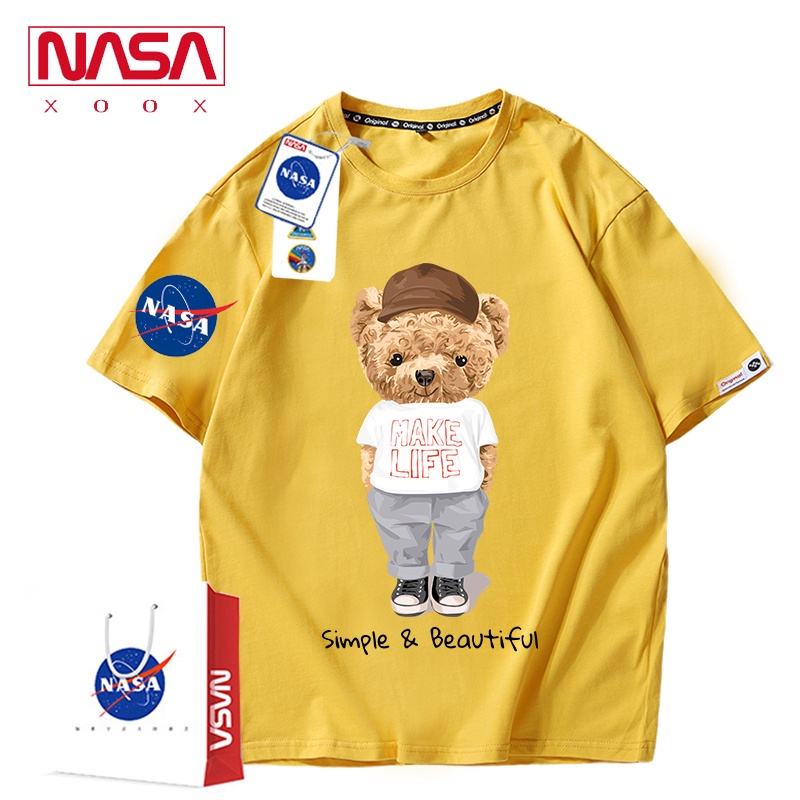 Áo Thun cotton Ngắn Tay In Hình Gấu Thời Trang Mùa Hè