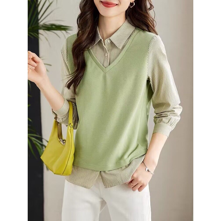 Áo Sơ Mi Nữ Dài Tay Cổ Bẻ Thời Trang Hàn