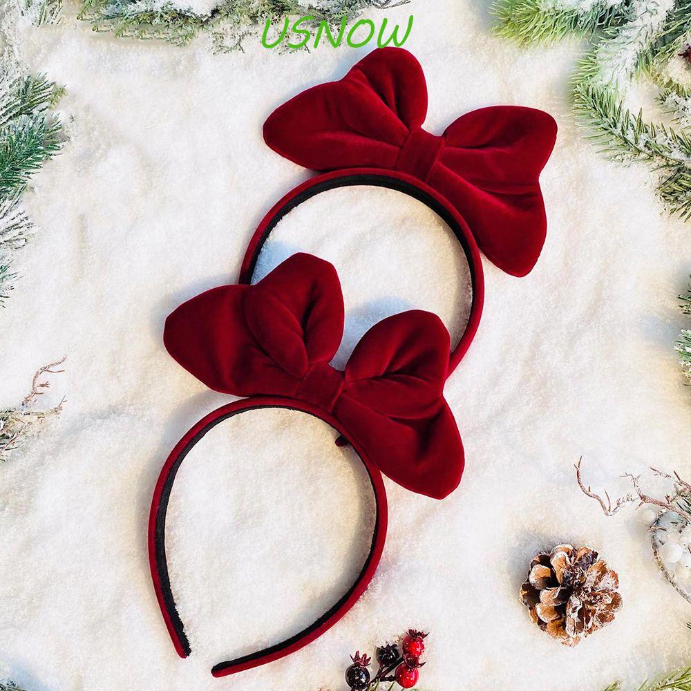 Băng Đô Cài Tóc Phủ Lông Chống Trượt Họa Tiết Hoa Tuyết Màu Đỏ Thời Trang Tinh Tế Cho Nữ