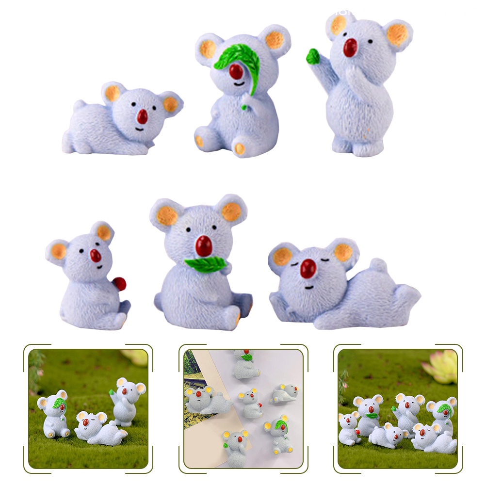 Set 6 Mô Hình Gấu Koala Bằng Nhựa Kích Thước 3.7X2.6CM Dùng Để Trang Trí