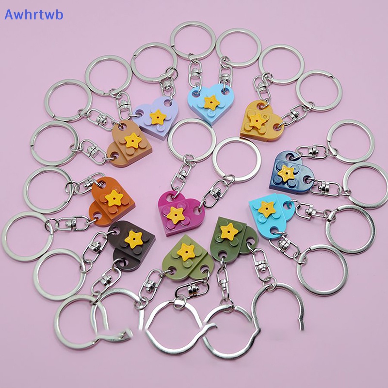 1 / 2 Cặp Móc Khóa Hình Trái Tim Ngôi Sao Năm Cánh Màu Vàng Dễ Thương Dành Cho Cặp Đôi Mới