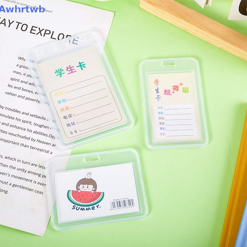 Set 1 Hộp Đựng Thẻ Tên Bằng Nhựa Trong Suốt Có Thể Thu Gọn Kèm Dây Đeo Tiện Dụng Cho Học Sinh Mới