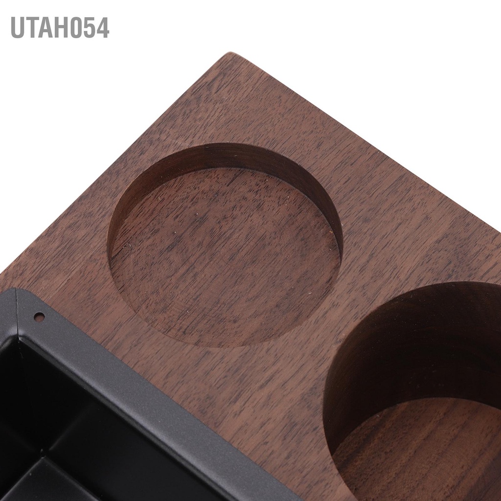 Utah054 Giá đỡ cà phê bằng gỗ Tamper Stand Tamping Station với Knock Box Grounds Container