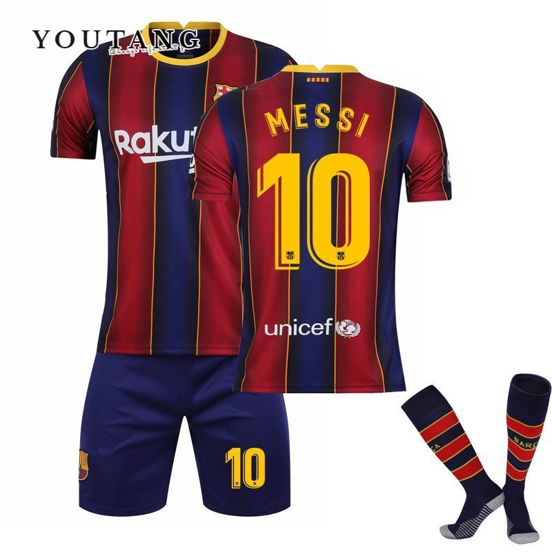 Set đồ thể thao YOUTANG gồm áo thun ngắn tay + quần đá bóng + tất dài đội tuyển Barcelona 21-22 thời trang năng động