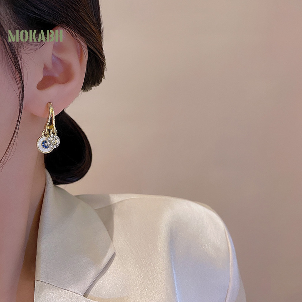 1 Đôi Bông Tai Đính Đá Lấp Lánh Phong Cách Vintage Dành Cho Nữ