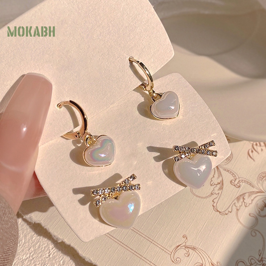 1 Đôi Bông Tai Hình Trái Tim Đính Ngọc Trai Nhân Tạo Thời Trang