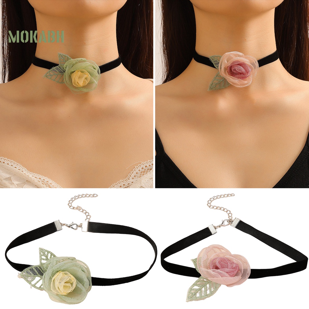 Vòng Cổ Choker Họa Tiết Hoa Lá Màu Đen Phong Cách Cổ Điển Thanh Lịch Tùy Chỉnh Thời Trang Cho Nữ