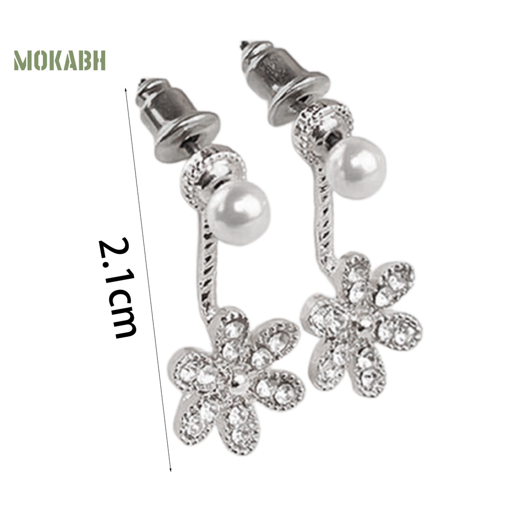 Bông Tai Hợp Kim Hình Hoa Đính Ngọc Trai Giả Lấp Lánh Chống Gỉ Sét Cho Nữ