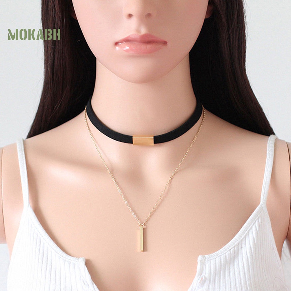 Vòng Cổ Choker Giả Da Lộn Nhiều Lớp Phong Cách Punk Cổ Điển Thời Trang Dự Tiệc Cho Nữ