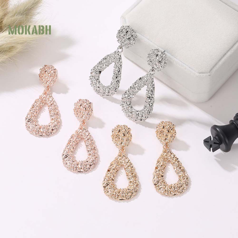 Bông Tai Hình Giọt Nước Dập Nổi Phong Cách Bohemia Thời Trang Cho Nữ