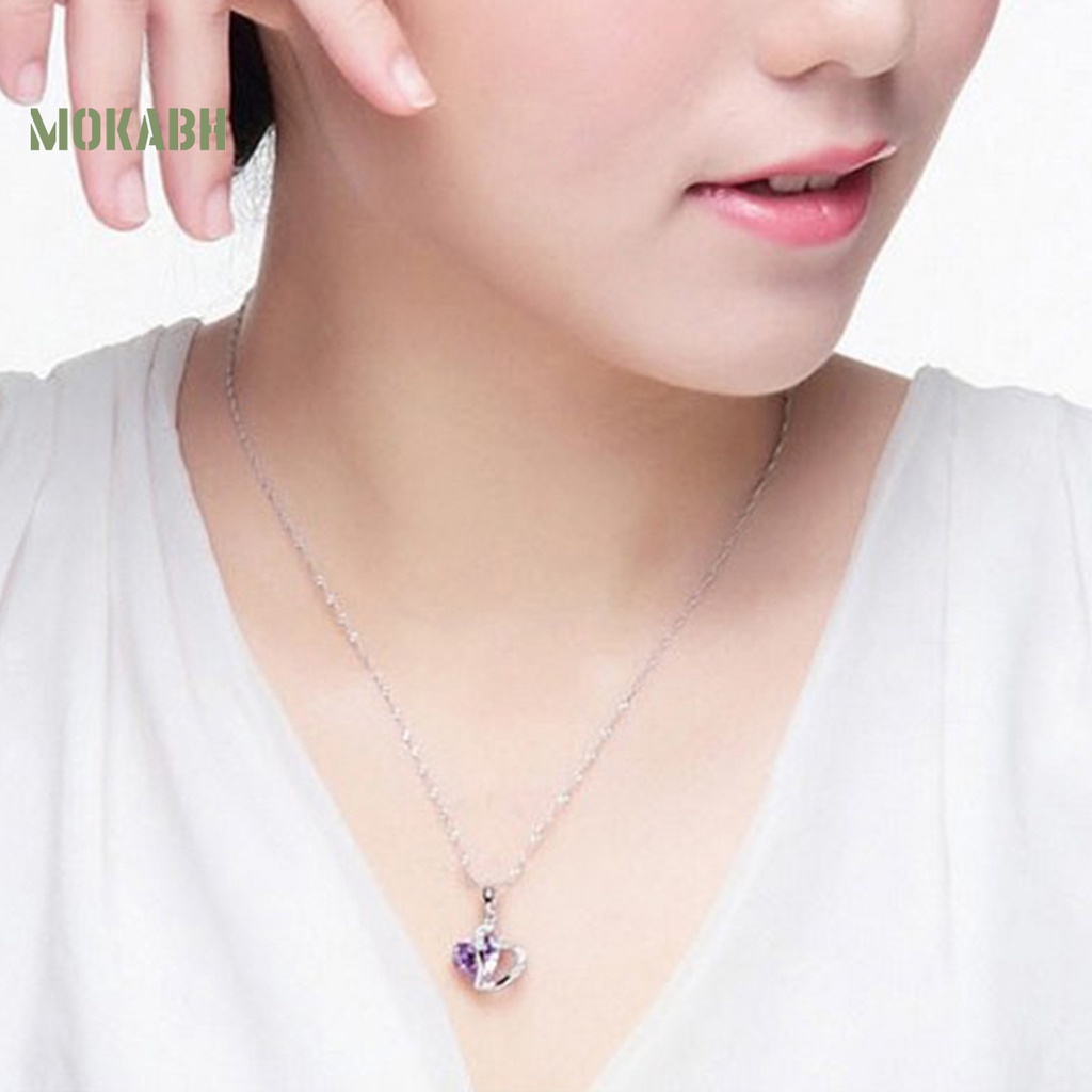 Vòng cổ Mặt Hình Trái Tim Đính Đá Zircon Thời Trang Cho Nữ