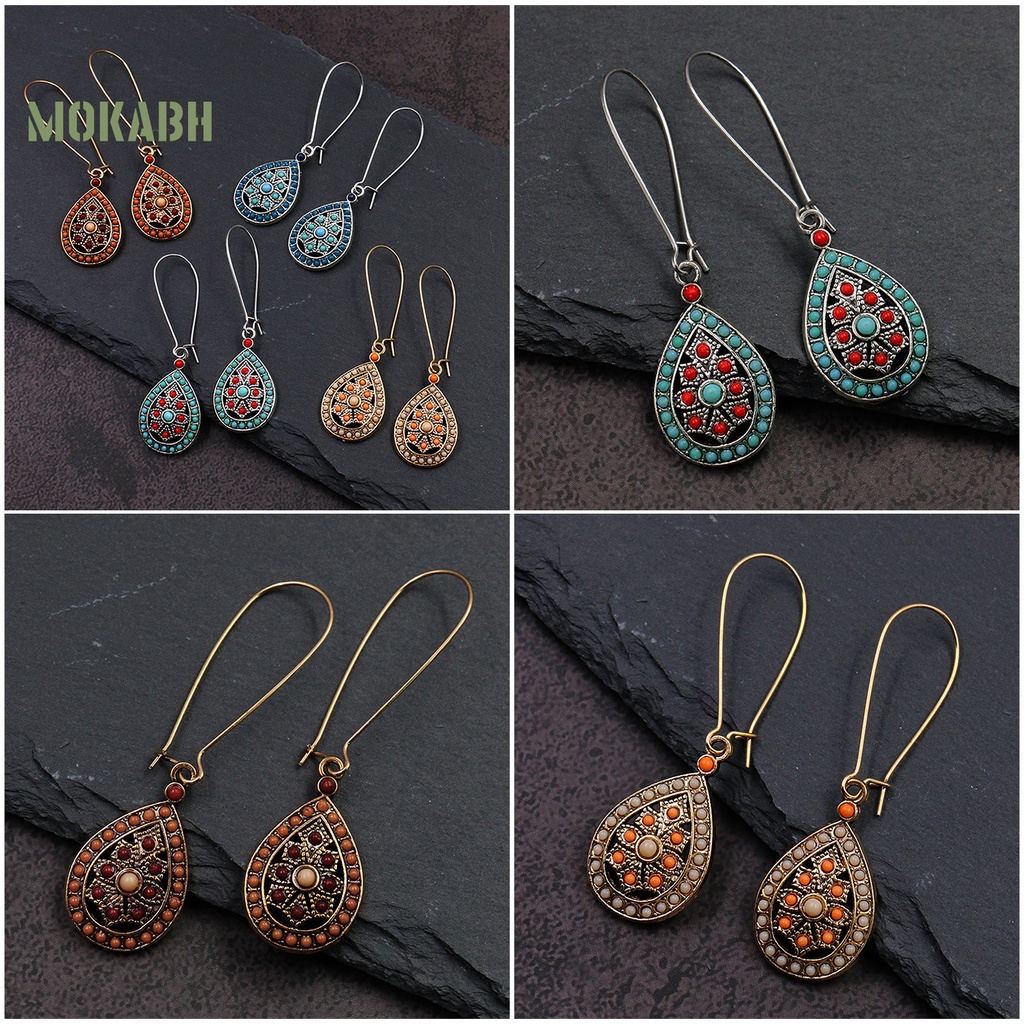 1 Đôi Bông Tai Hình Giọt Nước Phong Cách Bohemia Thanh Lịch Dành Cho Nữ