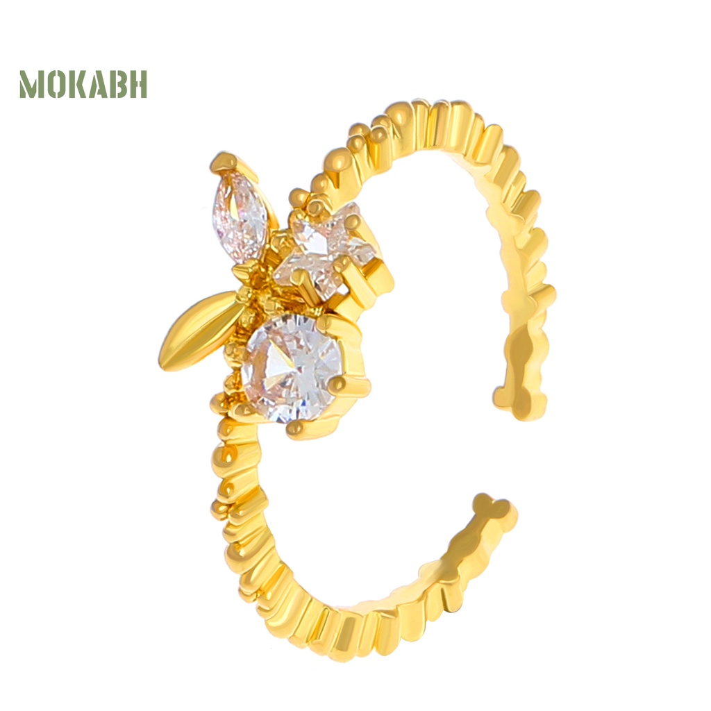 Nhẫn Thời Trang Hình Học / Ngôi Sao / Trái Cherry Đính Đá Có Thể Điều Chỉnh Kích Cỡ