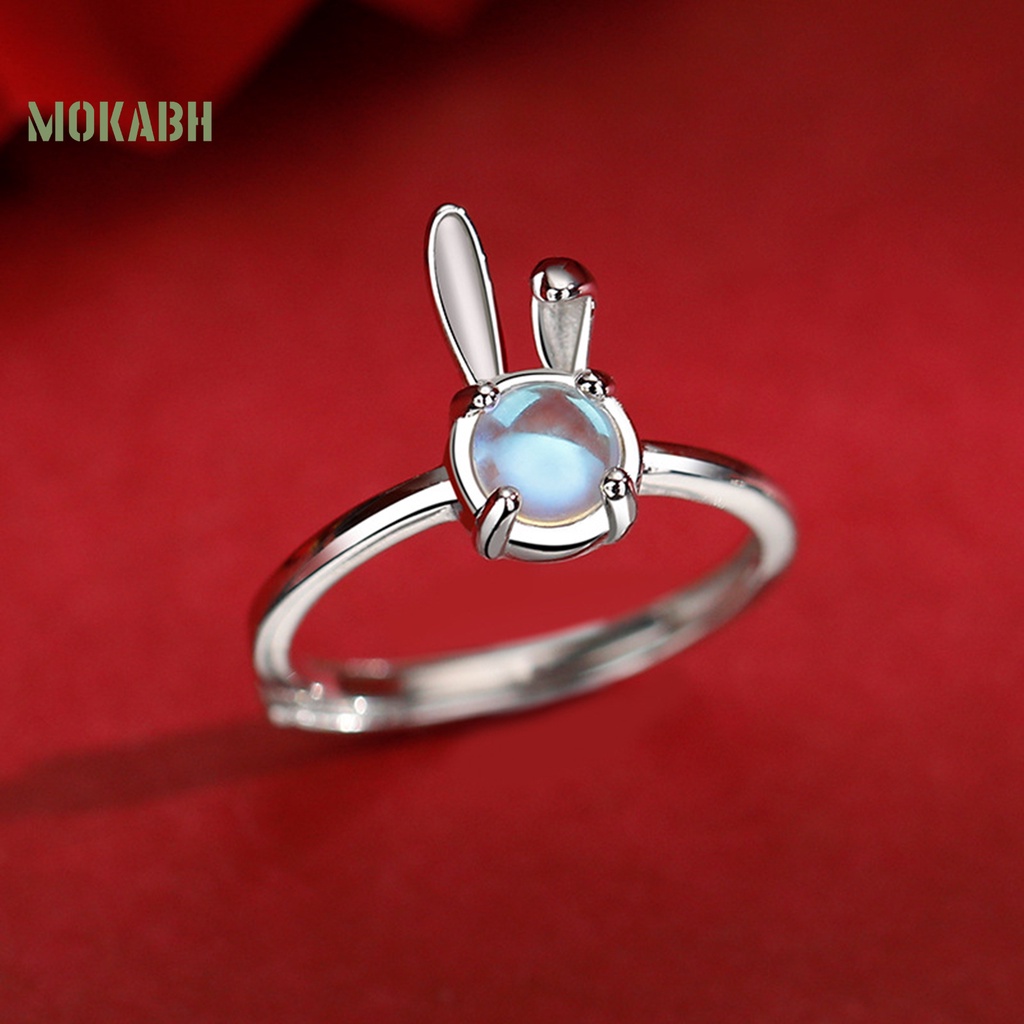 [Mới] Nhẫn Đeo Ngón Tay Đính Đá Mặt Trăng Pha Lê Giả Sáng Bóng Thời Trang Tối Giản Tinh Tế Trang Trí Hình Học / Thỏ