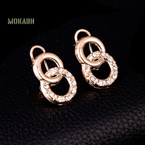 Bộ Trang Sức Gồm Vòng cổ / Nhẫn / Bông Tai / Vòng Tay Đính Pha Lê Sang Trọng Cho Cô Dâu