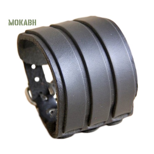 Vòng Tay Giả Da Với 3 Khóa Cài Thời Trang Cho Nam